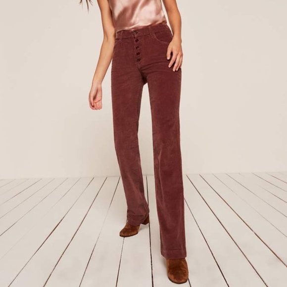 Reformation Winnie Corduroy Bootcut Leg Pant- Rust - 27 Petite - Picture 2 of 8